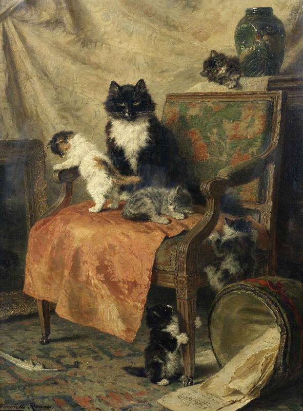 Henrietta Ronner-Knip Kittens at play oil painting picture